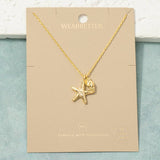 18K Gold Starfish Shell Charm Pendant Necklace