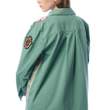 Michelle Jacket | Teal Green Embellished Floral Button Up