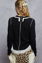 Eyelet Panel Rib Knit Top