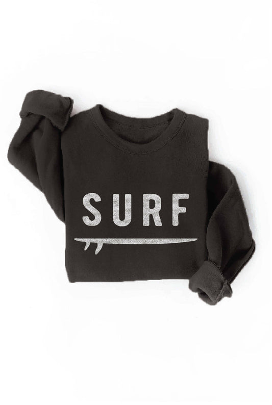"SURF" & Surfboard Graphic Sweatshirt