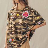 Camo Floral Patch Oversized Cotton Tee