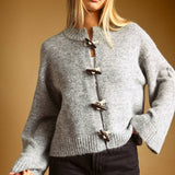 J7114   SWEATER CARDIGAN WITH TOGGLE BUTTON DETAIL