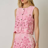 71098 Embroidered Eyelet Washed Vest