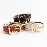 Crochet Trimmed Woven Leather Belt