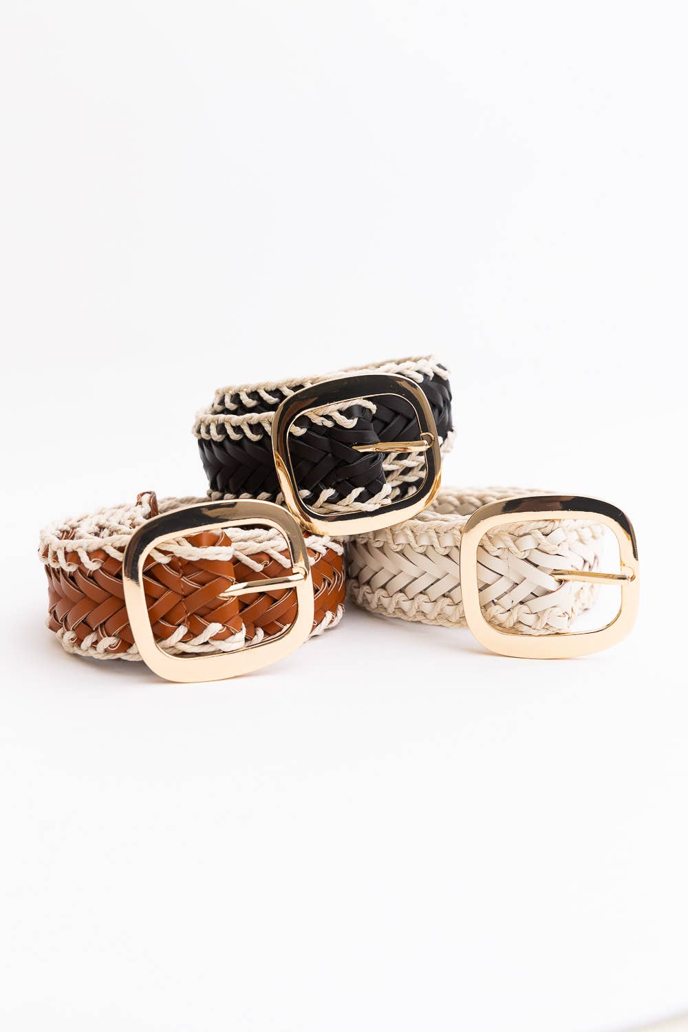 Crochet Trimmed Woven Leather Belt