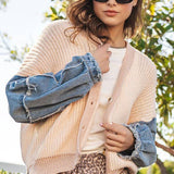 Ivory Contrast Knit Cardigan