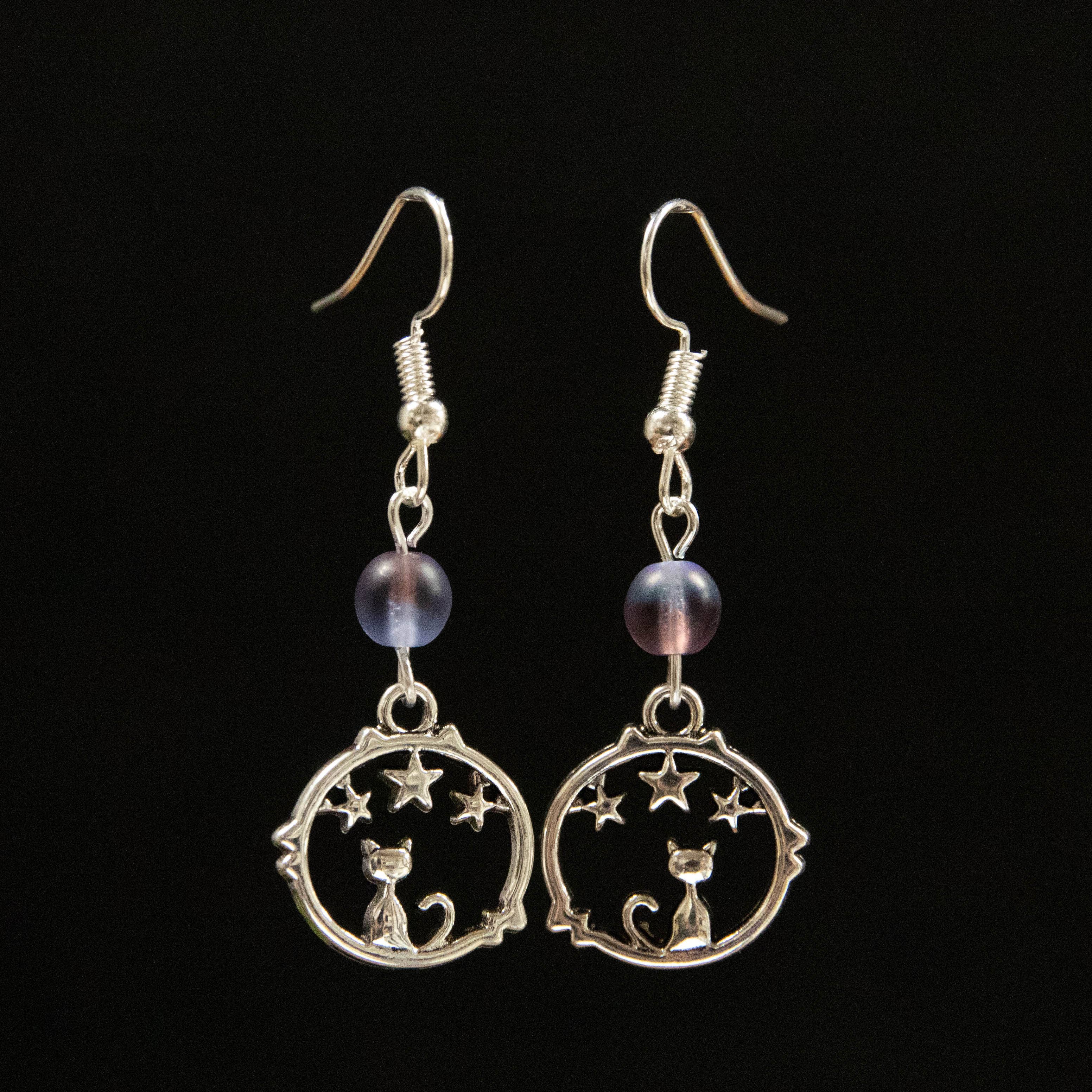Kitten and Stars Earrings