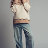 Relaxed Fit Fair Isle Turtleneck Sweater