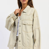 OVERSIZED TWILL BUTTON UP JACKET