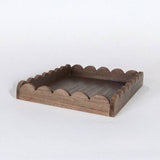 Wood scallop tray home decor, 13x9x2, espresso - 17008