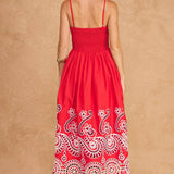Scalloped Eyelet Embroidered Midi Dress