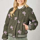 Embroidery Teddy Fur Jacket