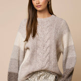 Color Block Cable Knit Sweater