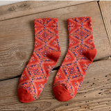 Retro Mid-calf Patterned Socks
