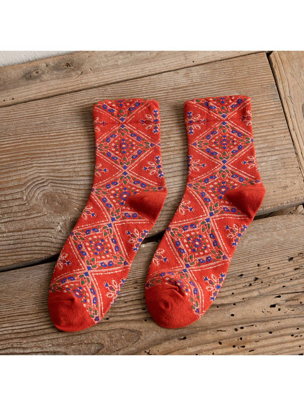 Retro Mid-calf Patterned Socks