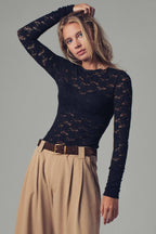 Romantic Floral Stretch Lace Layering Top