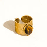 Oasis 18K Gold Non-Tarnish Stone Bold Adjustable Ring