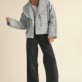 Quilted Tie-Close Denim Jacket