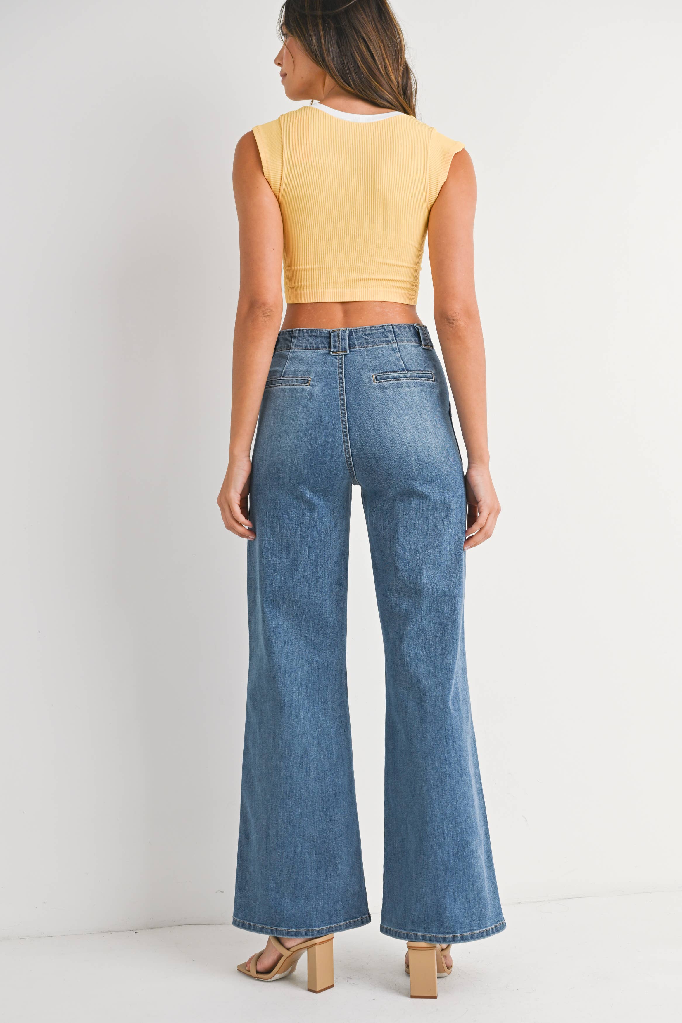 Patch Pocket Wide Leg Flare