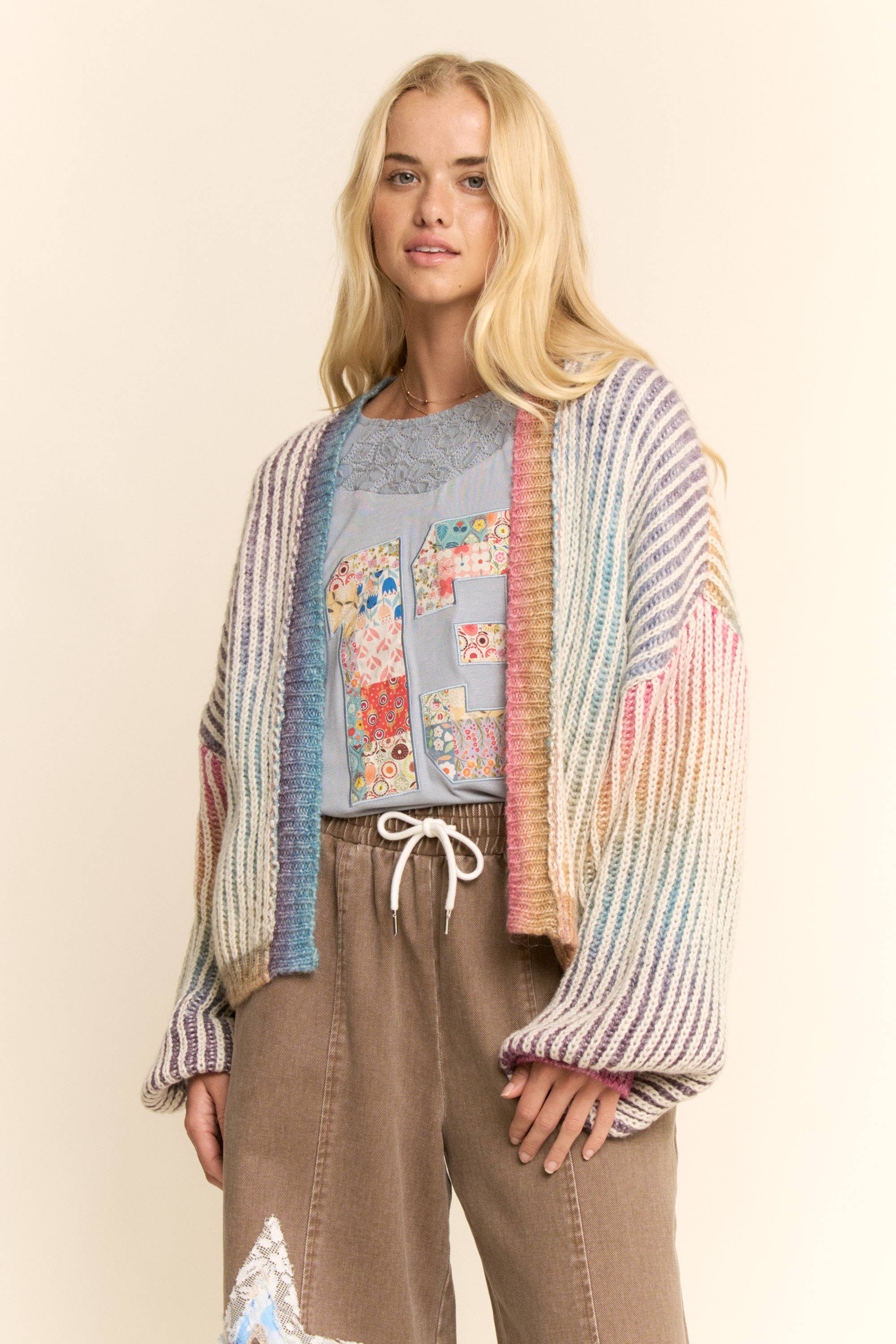 Pastel Rainbow Stripe Cardigan