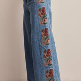 Floral Embroidered Wide Leg Jeans FP0026