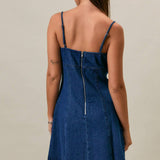 BABY DOLL SPAGHETTI DENIM DRESS