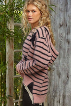 Star Detail Striped Zip-Up
