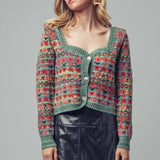 Vintage Floral Jacquard Knit Cardigan