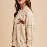 Dachschund Zip-Up Cardigan