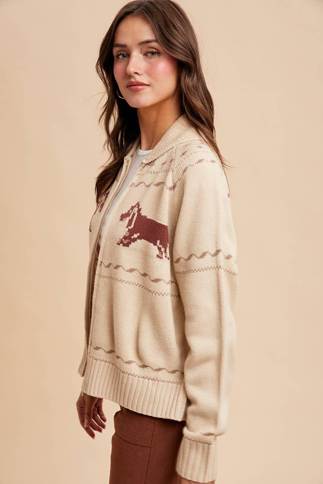 Dachschund Zip-Up Cardigan