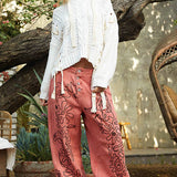 Floral Embroidered Twill Pants