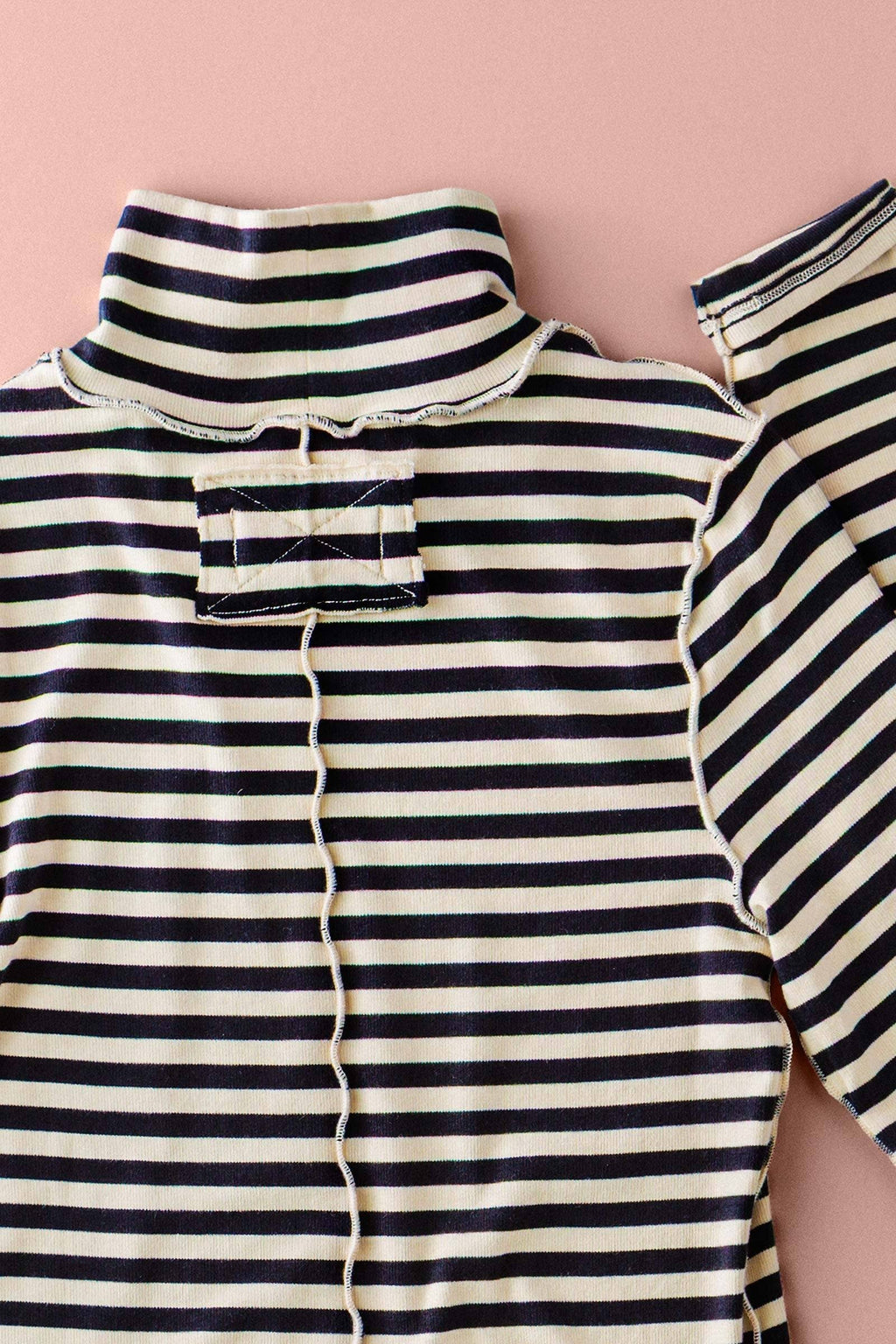Striped Turtleneck Knit Top