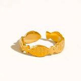 Livia 18K Gold Non-Tarnish Fish Wrap Open Ring