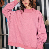 IT2594-3 | Vintage Wash Print Oversized Sweatshirt