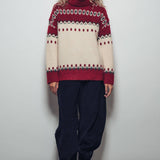 Relaxed Fit Fair Isle Turtleneck Sweater