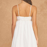 Embroidered Palm & Floral Scalloped Babydoll Mini Dress
