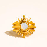 Nerina 18K Gold Non-Tarnish Sunburst Opal Stackable Ring
