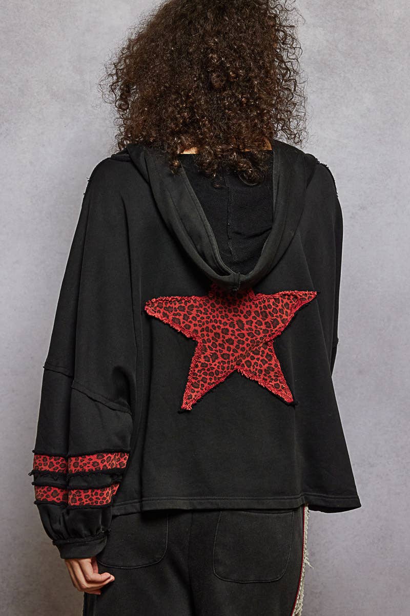 Animal Print Patch & Seam Hoodie