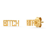 Gold Vermeil "BITCH" Studs