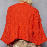 Round Neck Quarter Sleeve Cropped Sweater