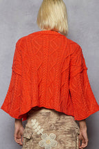 Round Neck Quarter Sleeve Cropped Sweater