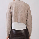 Cropped Textured Knit Sweater