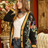 Hermione French Terry Cardigan | Floral Embroidered Jacket