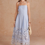 Scalloped Eyelet Embroidered Midi Dress