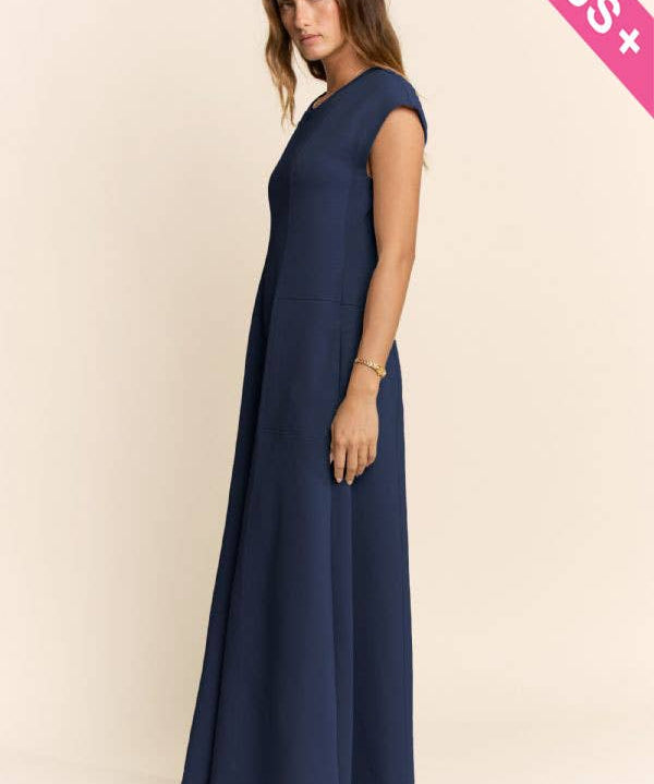 Plus - Soft Knit Seamed Cap Sleeve Wide-Leg Jumpsuit
