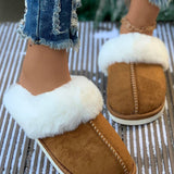 Faux Suede Plush Lined Slippers