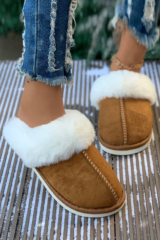 Faux Suede Plush Lined Slippers