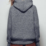 Ribbed Knit Sweater & Hooded Scarf Set