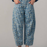 Floral Print Relaxed Fit Denim Pants