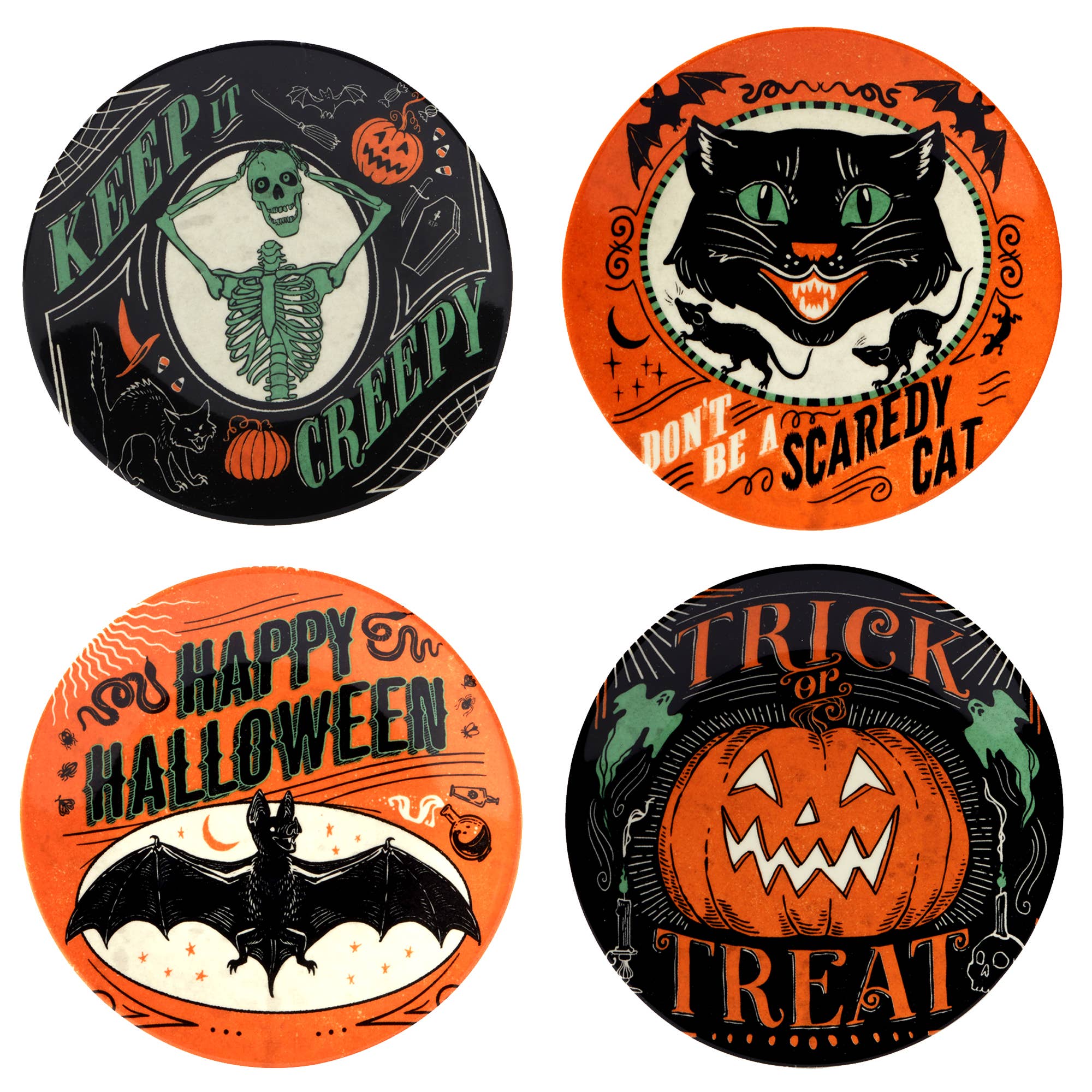 Scaredy Cat Halloween Canape Plate Round